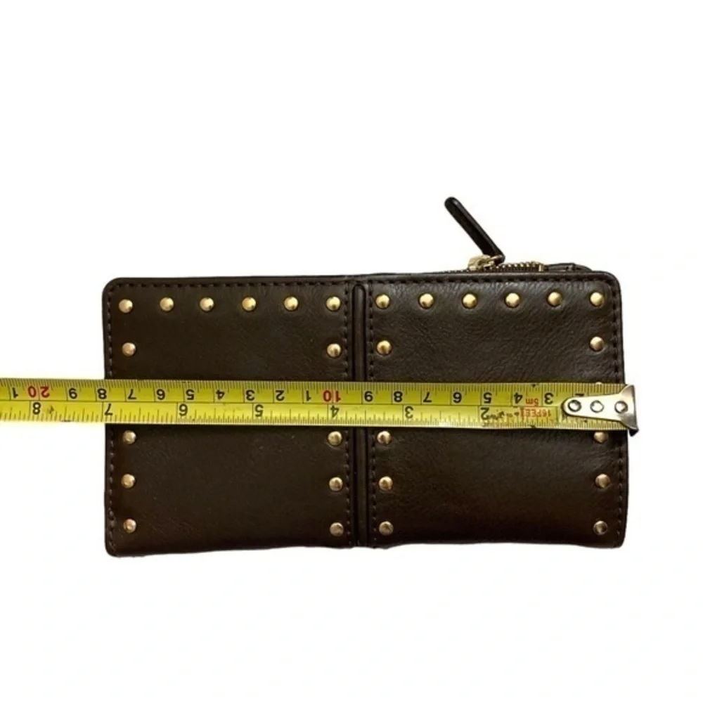 Michael Kors brown leather studded wallet tons of card slots!!!!